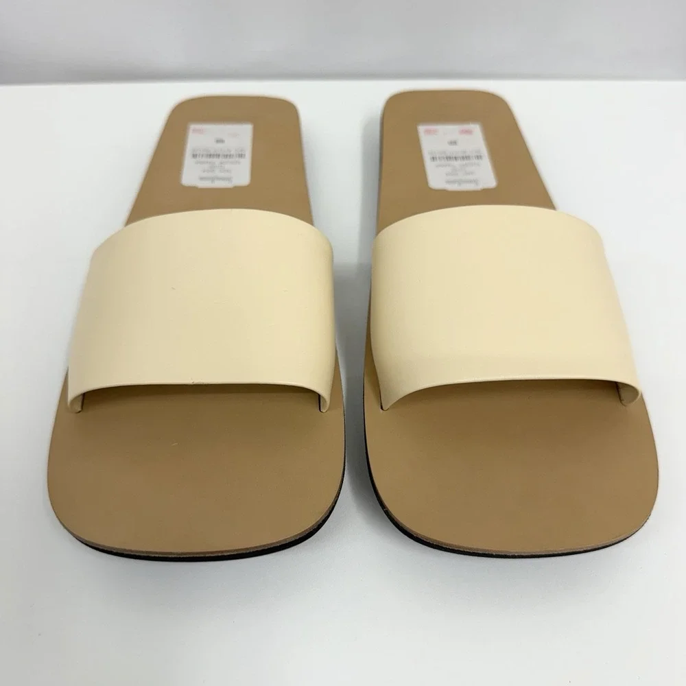 Jil Sander Leather Flats Shoes Beige NEW $550.00 Size 38 8 B